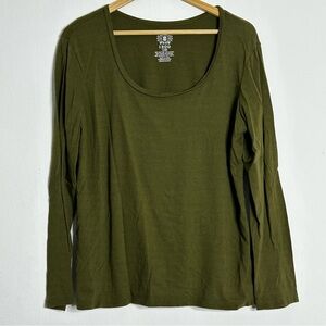 Izod Dark Olive Cotton Modal Blend Shirt